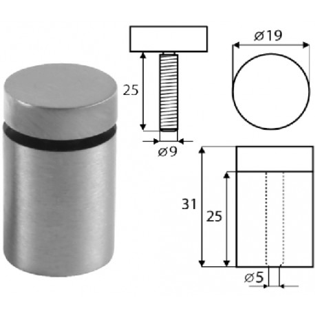 Fixpoint Krom, 19x25mm för 2-15mm glas